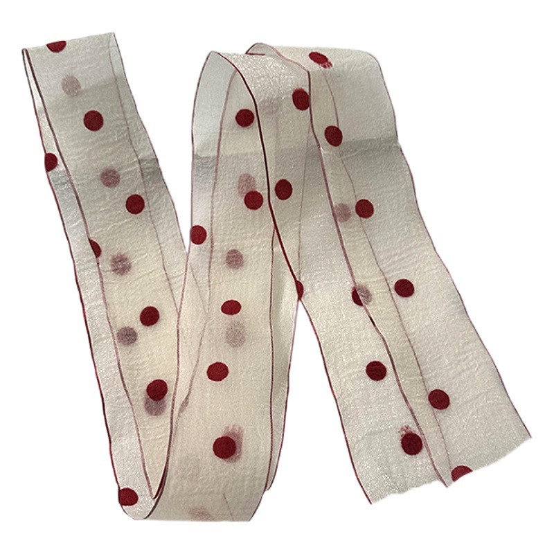 Primavera y verano nueva decoración de lunares serpentina femenina todo-fósforo hada bufanda de seda larga cinturón de pelo literario bufanda de encaje trenzado