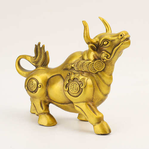 Wholesale copper ox figurine from manufacturer, fortune ox in twelve zodiac signs, home copperware craft, wholesale