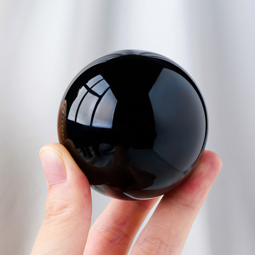 Natural obsidian crystal ball black crystal ball seven-star array ornaments raw stone polished home entrance feng shui ornaments