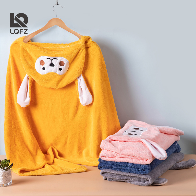 Fábrica personalizada toalla de baño con capuz de coral para niños toalla de playa de dibujos animados de secado rápido fuerte absorción de agua bata bata de baño para niños