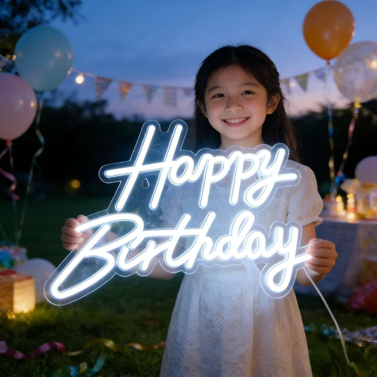 英文happybirthday造型霓虹灯led生日快乐发光字派对装饰氛围灯