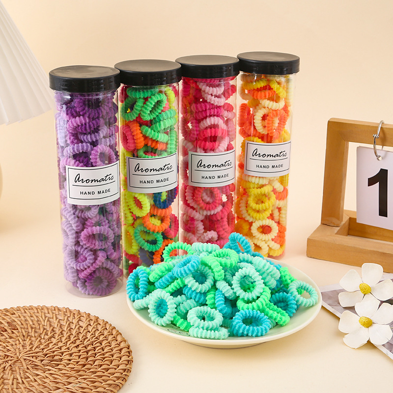 Barril de correa de goma para niños niñas trenzas toallas anillo de color caramelo para niñas pulgar anillo de pelo no lesiones cabello cuerda de bala alta