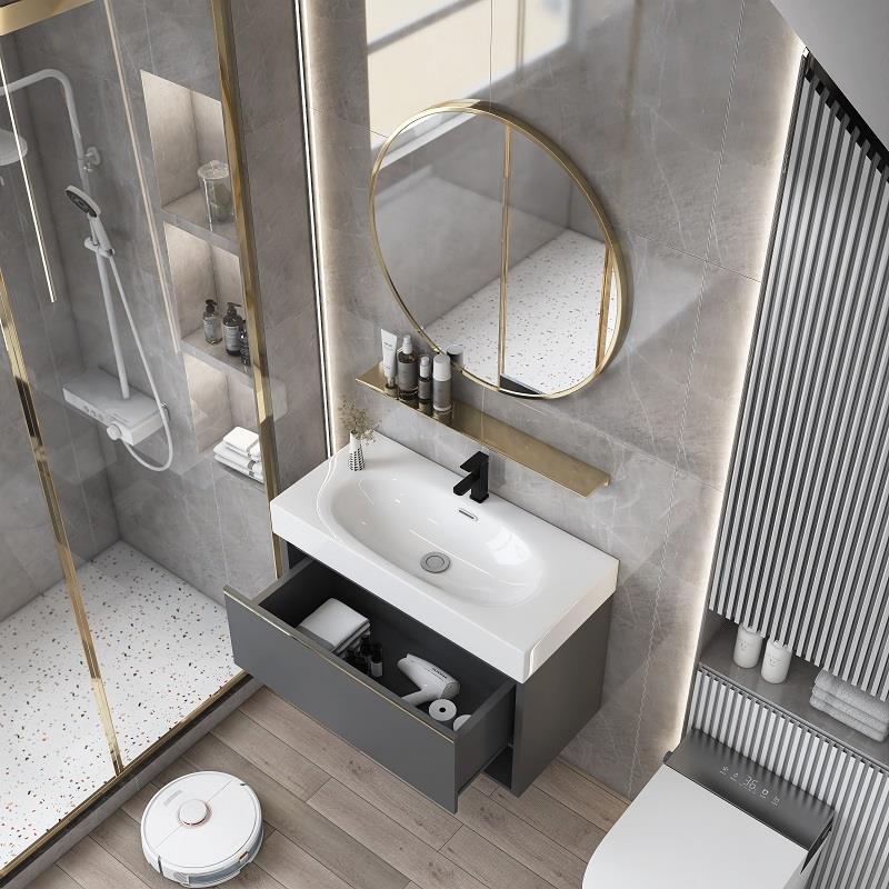 Pequeño apartamento cajón de madera maciza gabinete de baño Baño lavabo combinación integrada mesa de lavado lavabo piscina