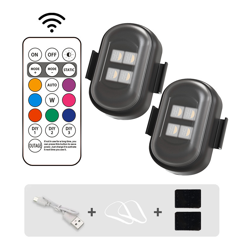 新しい LED 航空機ライト車オートバイドローン点滅ライト LED ワイヤレスリモコン警告灯パイロットライト充電|undefined