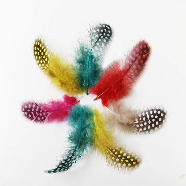 DIY dream catcher guinea hen feather polka dot feather cat stick…