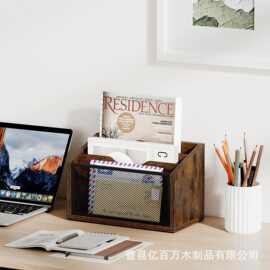 跨境木质邮件整理盒桌面信封纸分类盒壁挂式文件收纳盒书本整理架