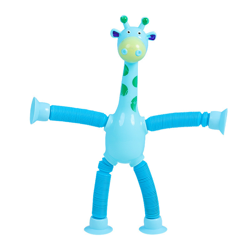 Luminoso de dibujos animados cambiable retráctil lechón jirafa niños bebé rompecabezas entre padres e hijos tubo de estiramiento interactivo juguete de descompresión