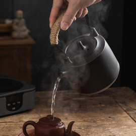 7MEM陶瓷烧水壶黑陶煮茶壶提梁养生壶大号单个家用电陶炉碳炉