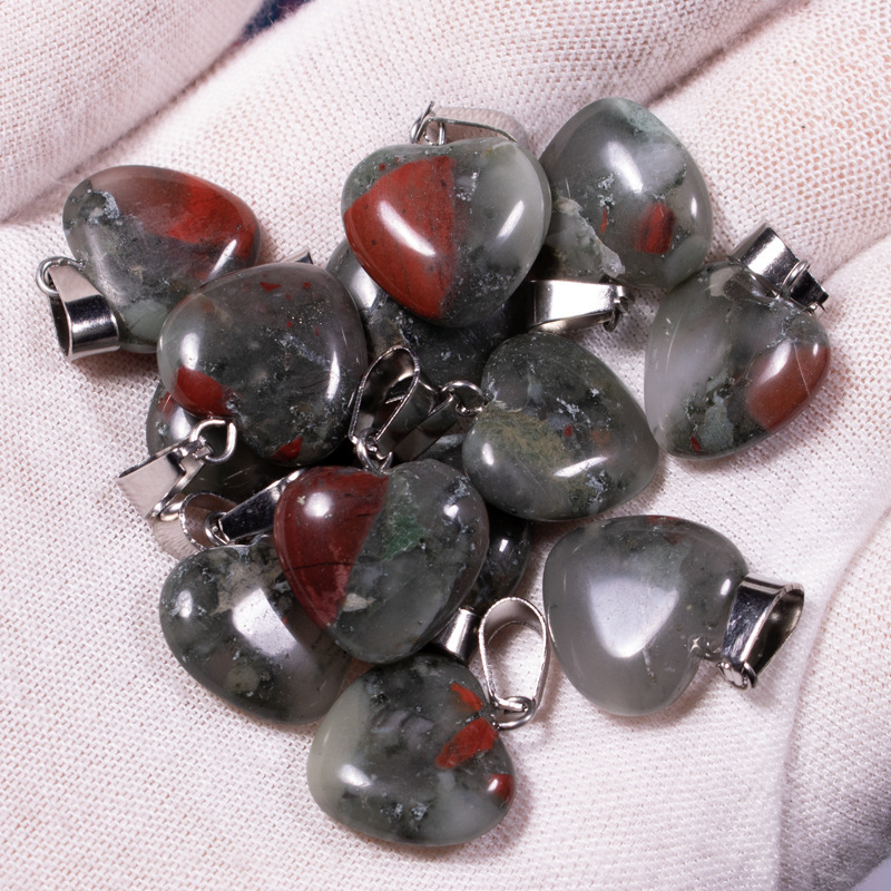 Transfronterizo Amazonas polvo de cristal caballo colgante 16mm pequeño corazón de melocotón regalo de día de San Valentín colgante de gemas naturales en forma de corazón