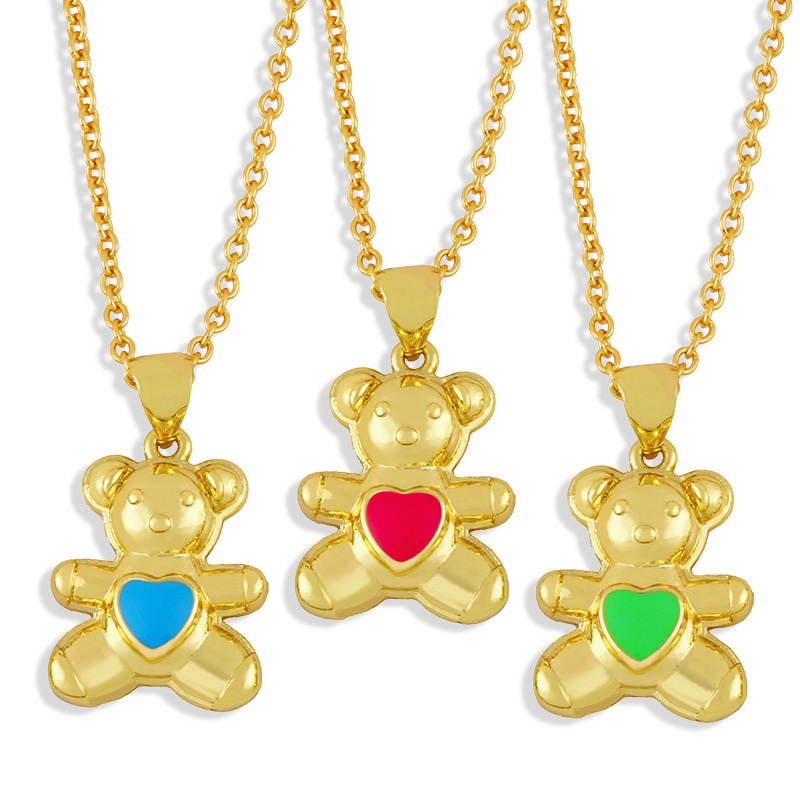 Nihaojewelry Dripping Oil Heart Shape Bear Necklace Wholesale Jewelry display picture 14