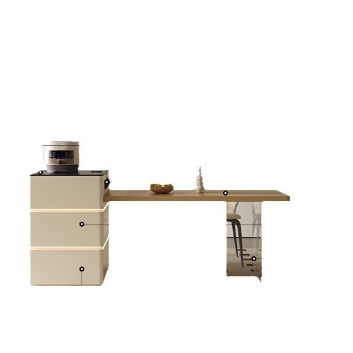 Mesa de mesa de isla de estilo crema medieval, cocina retráctil integrada, mesa de comedor y silla de tablero de roca de alta gama francesa para el hogar