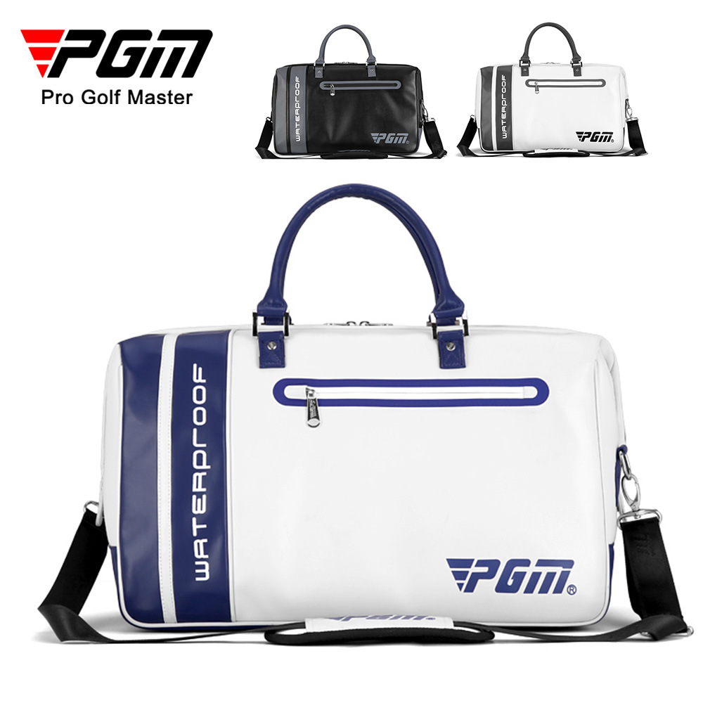 Túi đựng quần áo chơi gôn PGM da microfiber chống thấm nước, có ngăn giày riêng, kích thước 48×28×25 cm — YWB038-màu xám đen, YWB038-màu xám trắng, YWB038-Trắng xanh đậm