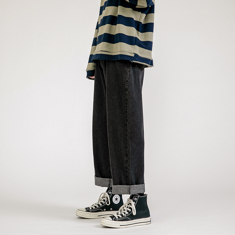 Jeans men's 2023 Summer new ins fashion brand all-match casual trousers Korean style trendy loose straight pants