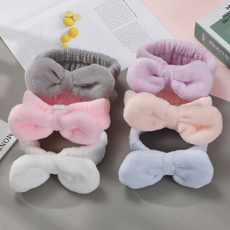 Banda de cabello arco tocado coreano hermoso jardín de lazo simple rojo en línea máscara facial lavar la cara prensada banda de cabello