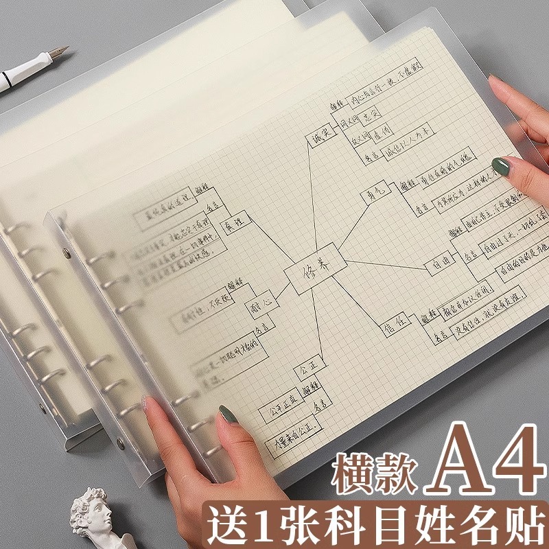 A4思维导图活页本可拆卸加厚横款框架图笔记本大号网格空白学生本|undefined