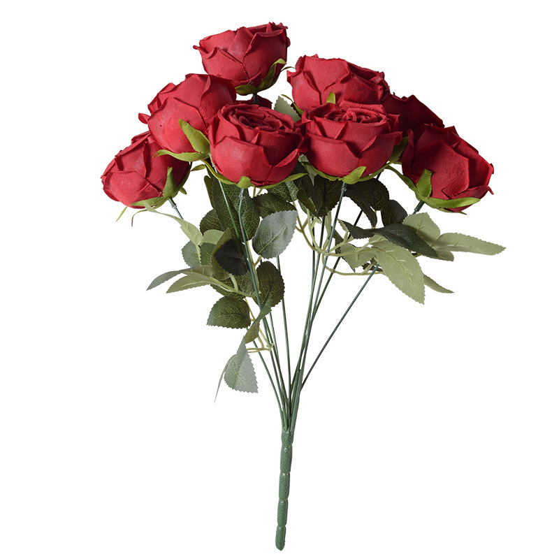Rosa artificial 10-cabeza imperial concubina Rosa mango ramo novia celebración flor Europea boda Hotel auditorio decoración del hogar flor falsa