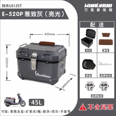 Trunk, Large-Capacity Non-Aluminum Alloy – Motorcycle trunk - suzuki-us125t-elegant-gray-520p-double-brown-backrest