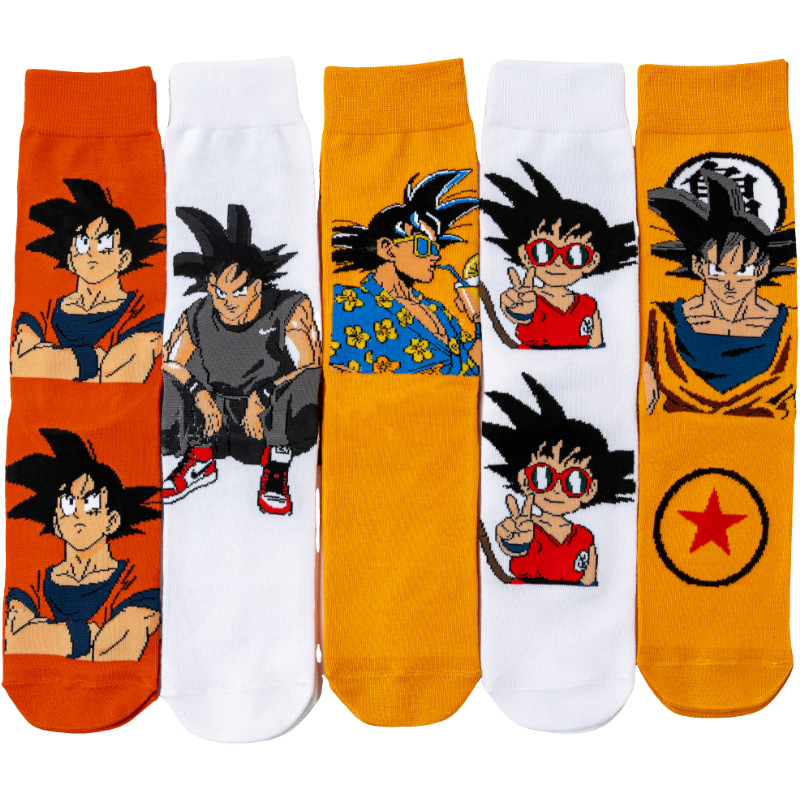 Four Seasons Anime Dragon Ball Calcetines de moda Calcetines para hombres Dragon Ball para hombres Fabricantes de algodón para mujeres Fabricante de Sun Wukong Calcetines de comercio exterior de tubo medio