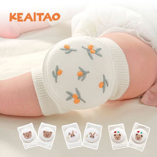 Cute baby knee pads for boys and girls crawling protective gear baby toddler anti-fall pure white sponge elbow pads summer thin