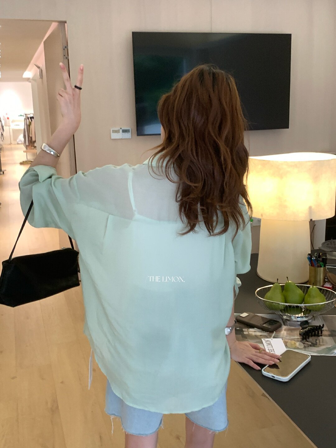 Áo sơ mi nữ tay dài chất liệu tencel phong cách lười biếng ấm áp — Vàng nhạt, xanh lam, Xanh lá cây nhạtcolor, màu hồng chi tiết 15