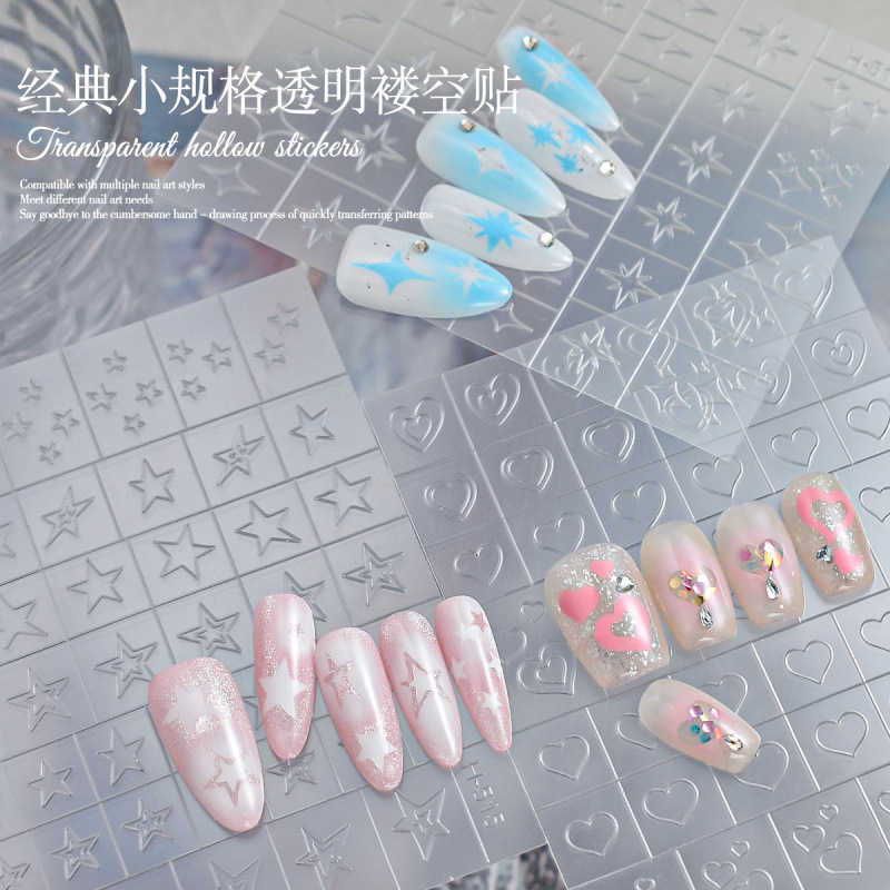 Nail art spray-painted stickers, small size, classic transparent hollow stickers, hollow pentagram stars, butterflies, Chrome Hearts nail stickers Nail art spray-painted stickers, small size, classic transparent hollow stickers, hollow pentagram stars, butterflies, Chrome Hearts nail stickers