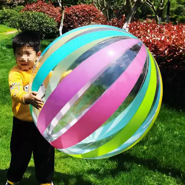 New Translucent Striped Inflatable Beach Ball Lawn Balloon Children Water Toy Adult Swimming Hand Ball