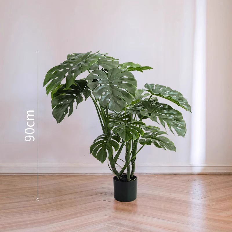 龟背竹仿真绿植高端轻奢客厅装饰摆件大型仿生植物沙发边落地盆栽|undefined
