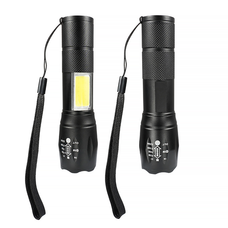 Transfronterizos al aire libre T6 telescópico zoom brillante antorcha de aleación de aluminio impermeable al aire libre corriendo por la noche ciclismo patrulla luz del reflector