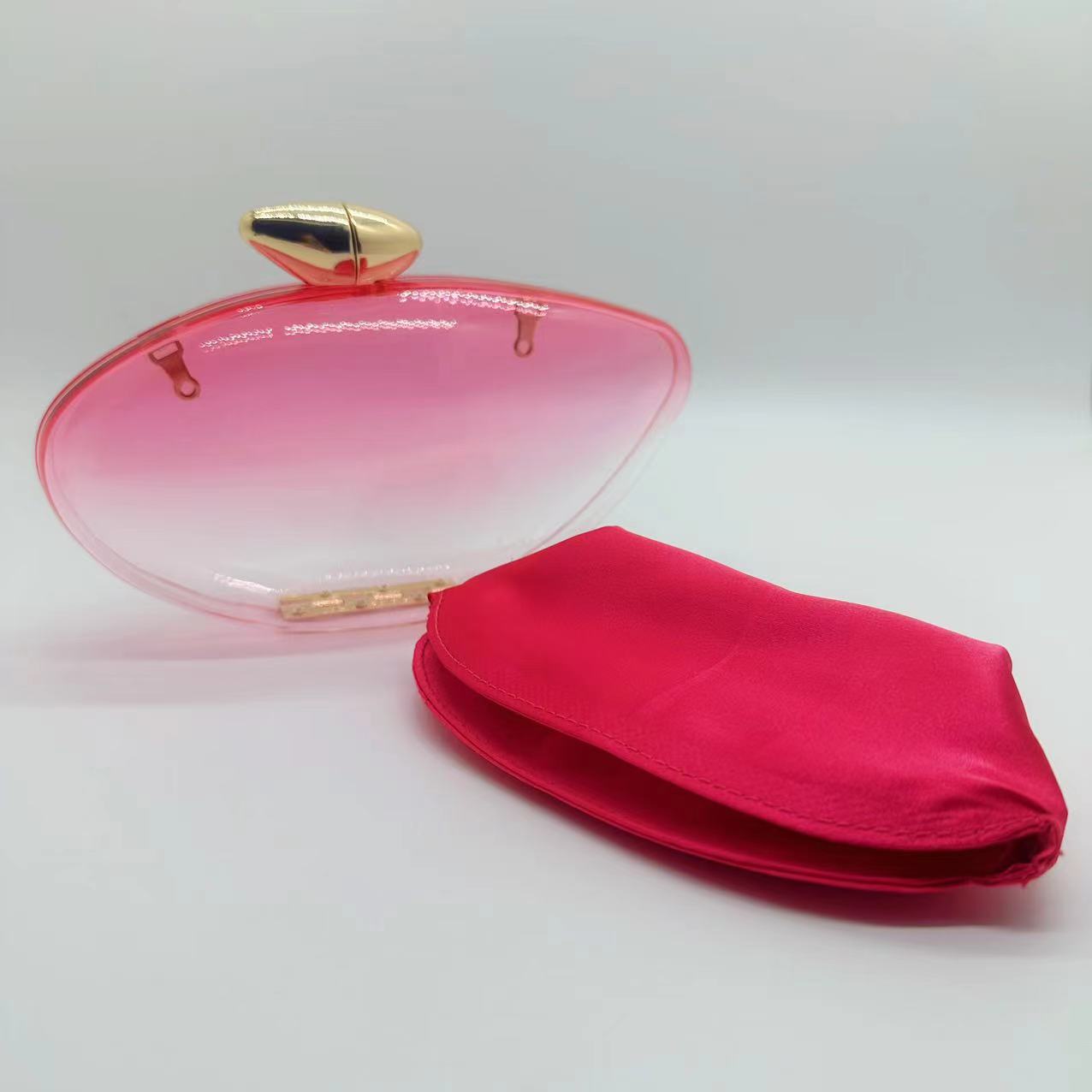 Women's Gender Streetwear Style Transparent Rose Red Yellow Arylic Solid Color Shell Evening Bags