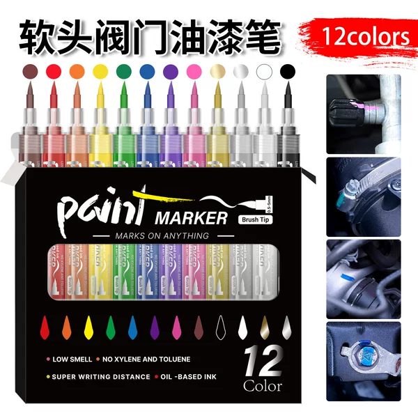 Neutral Oil-Based Soft Tip Pen, Soft Tip Valve Paint Pen, Waterproof Tire Touch-Up Paint, Graffiti Journal Painting, Stone Tablet Pen