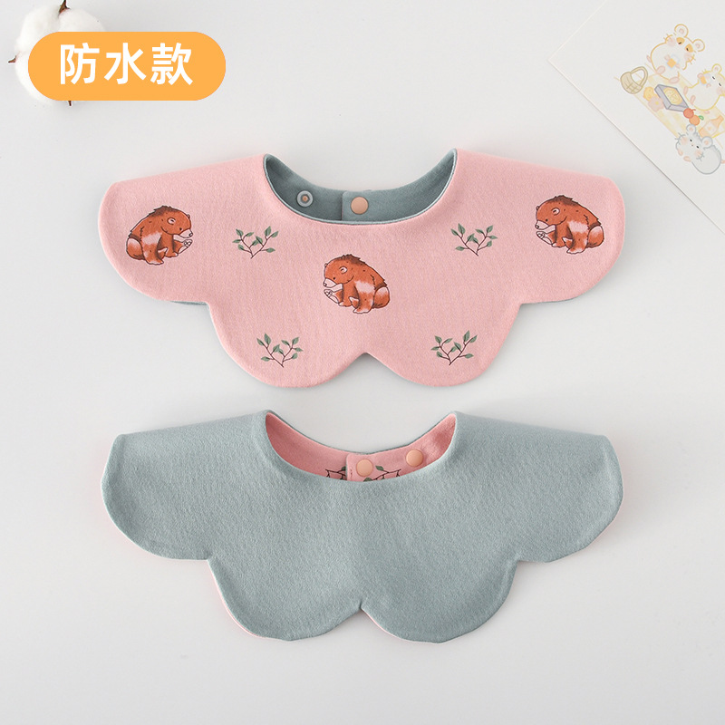 [양면 방수면] 핑크 베어 + 과일 그린