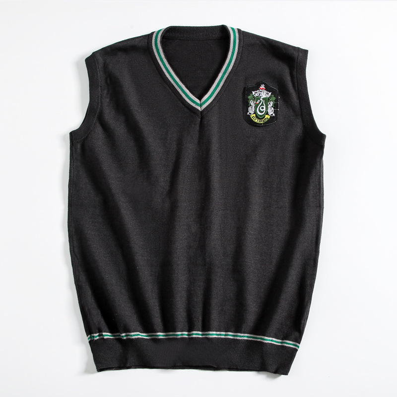 Harry Potter Gryffindor Sweater V-neck Vest with Embroidered Logo Vest Slytherin cosplay Anime Costume