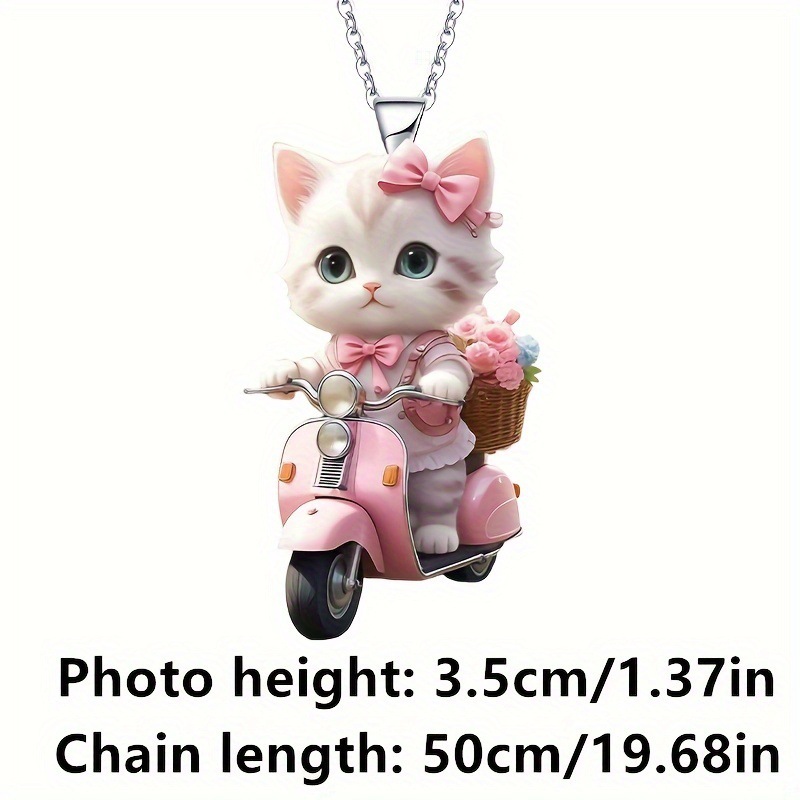 Collar colgante de motocicleta de paseo de gato de acrílico de moda-Regalo perfecto para el encantador encanto rosa/azul image 5
