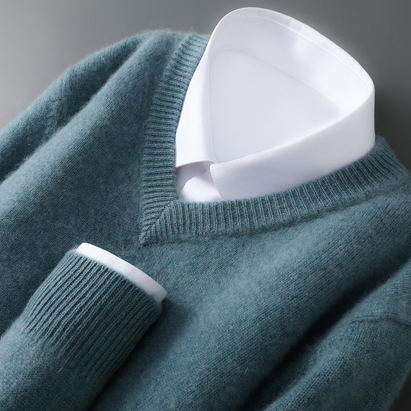 Thickened Sweater Collar Cashmere Sweater Men's Inner Wear Autumn and Winter Warm Loose Large Size Pure Wool Bottoming Sweater