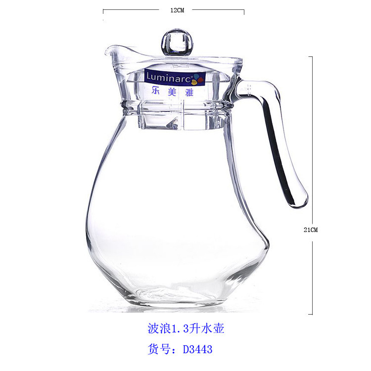 Lemeya vidrio resistente al calor hervidor de agua fría agua manzana verde engrosado jar de jugo tetera flor logotipo al por mayor