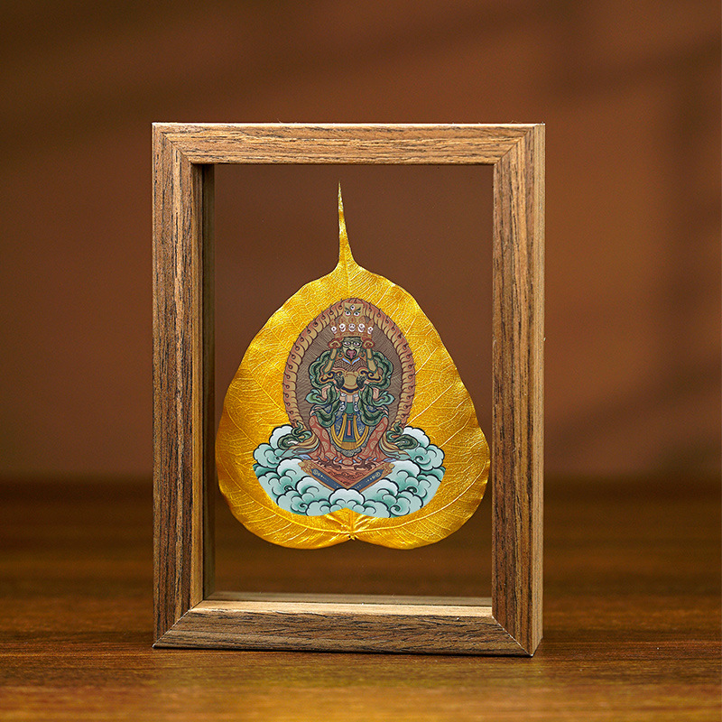 La Tabla pintada madera de la decoración de la hoja de Bodhi Zodiaco Dios amarillo del espécimen de la hoja de la riqueza puede ser cuadro fijo alta tabla transparente de la decoración de cristal