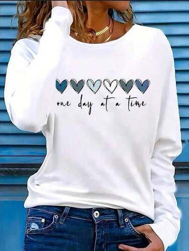 EMERY ROSE Long-Sleeve Motivational Quote Polyester T-Shirt for a New Independent Website