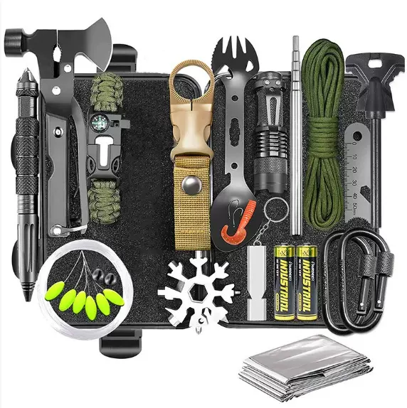 户外野营装备求生宝盒生存工具套装多功能野外急救盒SOS应急用品