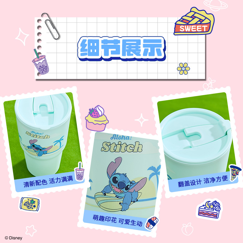 MINISO Mechuang Youpin Diss Stitch Series Vaso de plástico abatible 800ml Stitch