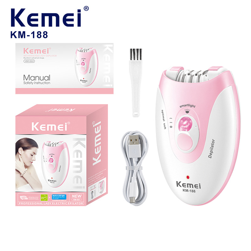 Dispositivo de depilación eléctrico Kemei transfronterizo, dispositivo de depilación para mujer ajustable inteligente portátil, herramienta de afeitado universal para todo el cuerpo