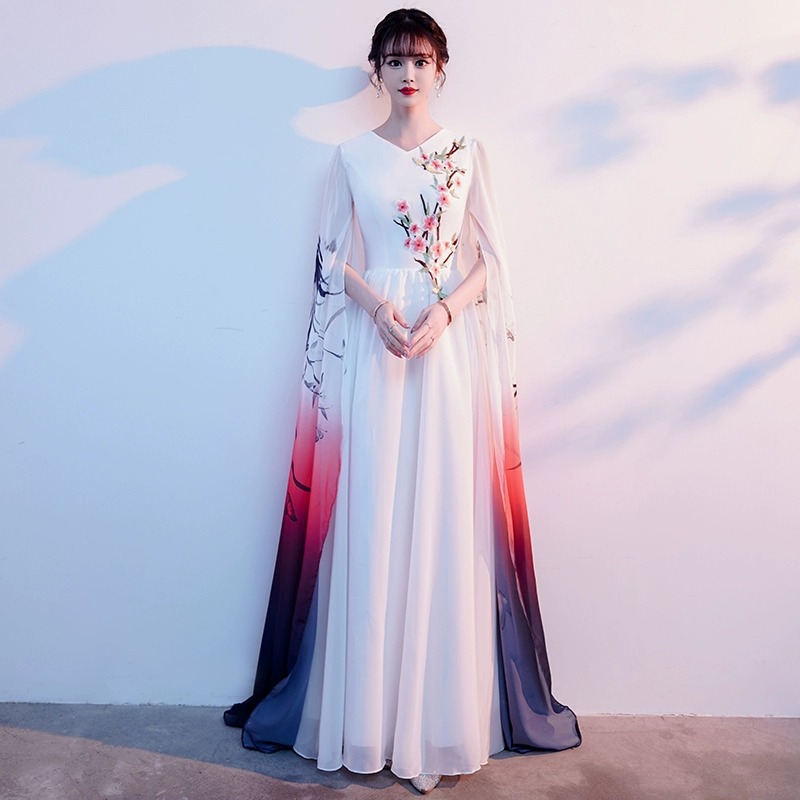 Performance Costumes, Dresses, Long Skirts for Women, Chinese Style, Adult, Dignified and Elegant, for Playing Pipa, Erhu, and Guzheng