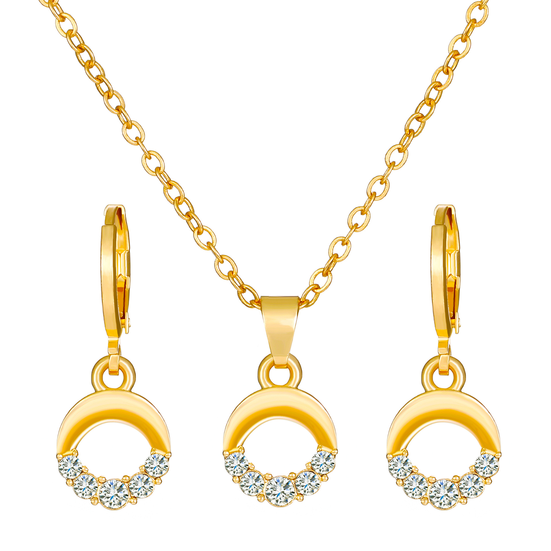 Transfronterizo europeo y americano Venta caliente joyería traje personalidad femenina diamante aleación corona mariposa collar pendientes traje ins moda