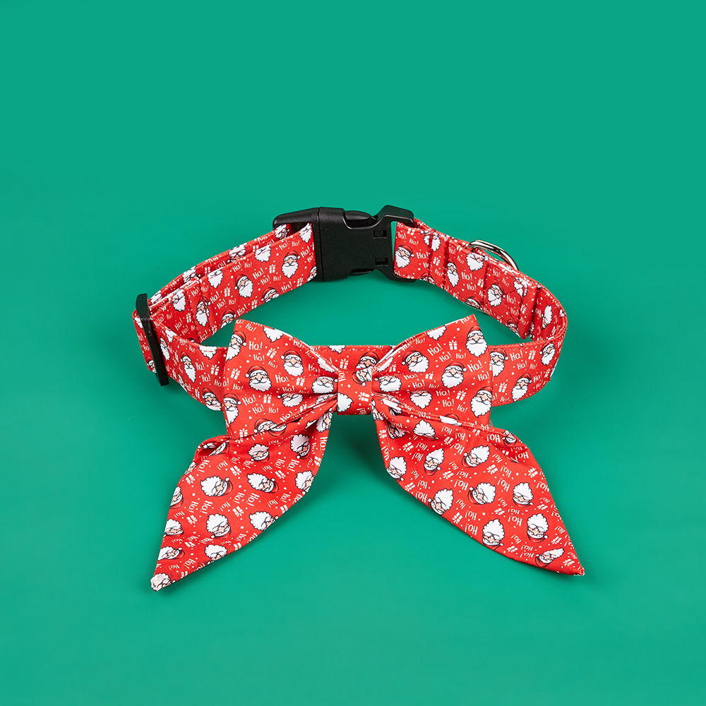 Transfronterizo spot mascota poliéster collar perro doble arco de navidad británico mascota corbata collar de mascota