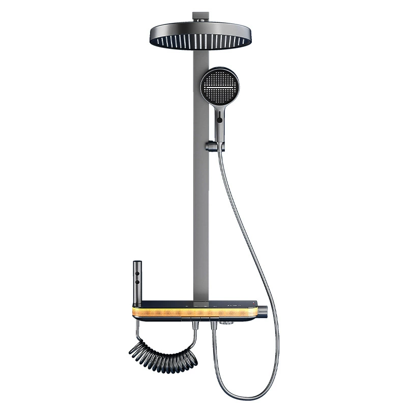 VOPPO новый пистолетно-серый комплект с цифровым дисплеем, кнопка «пианино», четырехскоростной круглый душевой комплект 13319