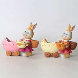 新款兔子多肉植物花盆批发卡通创意田园店铺装饰摆件树脂花盆