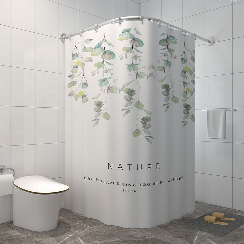 Shower Curtain Set, Punch-Free Curved Telescopic Bathroom Toilet Shower Curtain Rod, Waterproof Thickened Partition Curtain Hanging Curtain Cloth