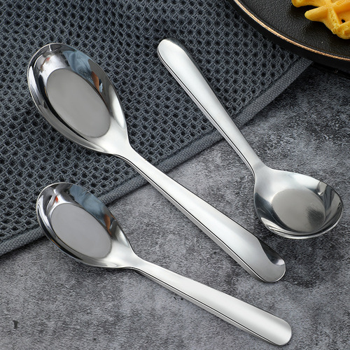 Daoqi stainless steel children's spoon long handle soup spoon household baby eating retro Chinese flat spoon thickening wholesale