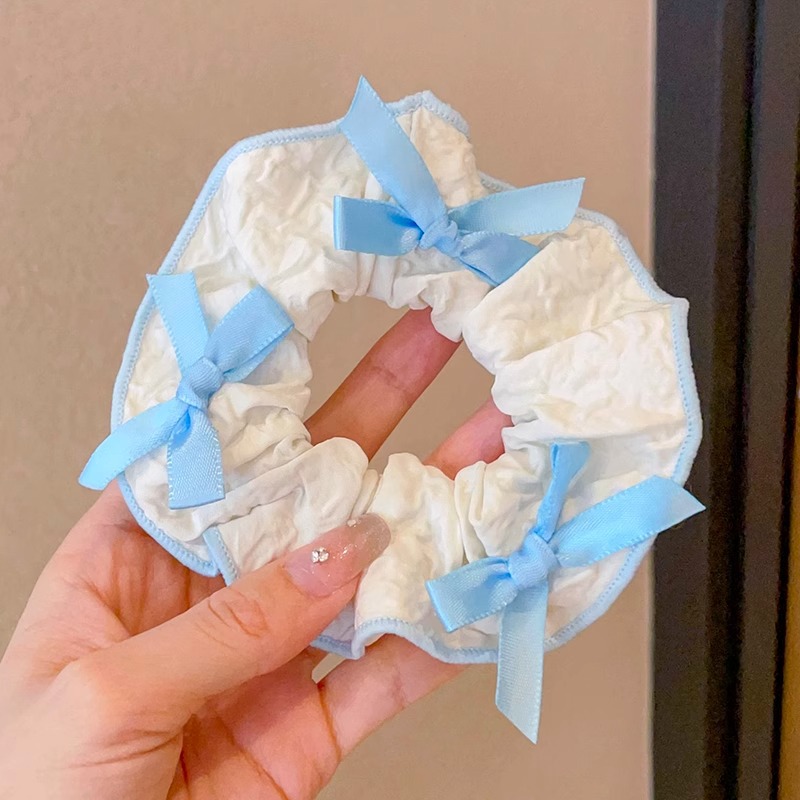 Niños de moda coreana arco de malla intestino grueso anillo de cabello para niñas bola de cabello adornamiento de cabello de alta elasticidad banda de goma