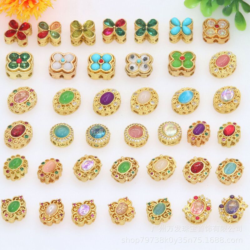 Ancient gold color inlaid stone pendant four-leaf clover rabbit lucky cat pendant accessories diy bracelet necklace string wholesale Ancient gold color inlaid stone pendant four-leaf clover rabbit lucky cat pendant accessories diy bracelet necklace string wholesale