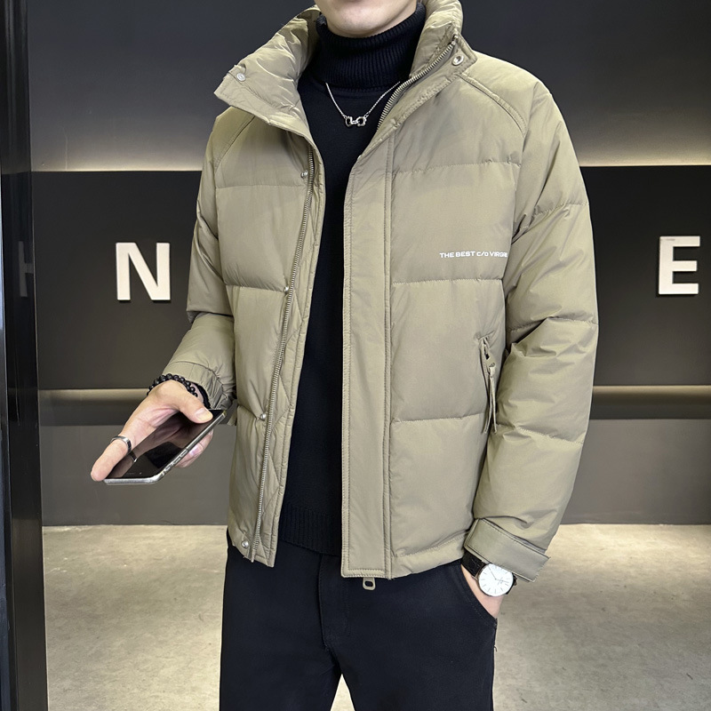 High-End Men's down Jacket 2025 Autumn and Winter New Thickened Warm Stand-Up Collar Hoodless Winter Coat Men's Trendy